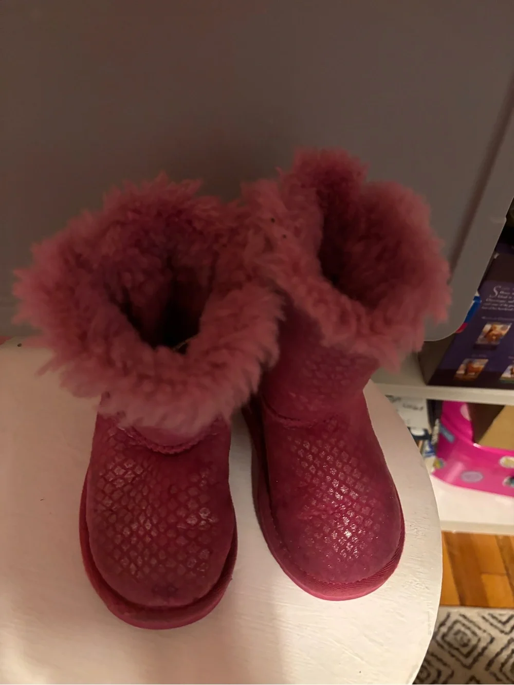 UGG Kids Pink Faux-Fur Winter Boots